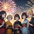 来年またみんなで花火見に行こう！！（女性グループ版）10枚（レトロモダン街シリーズ・その17） 5枚目