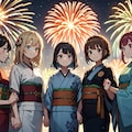 来年またみんなで花火見に行こう！！（女性グループ版）10枚（レトロモダン街シリーズ・その17） 8枚目