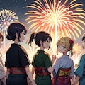 来年またみんなで花火見に行こう！！（女性グループ版）10枚（レトロモダン街シリーズ・その17） 6枚目