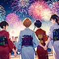 来年またみんなで花火見に行こう！！（女性グループ版）10枚（レトロモダン街シリーズ・その17） 10枚目