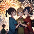 来年またみんなで花火見に行こう！！（女性グループ版）10枚（レトロモダン街シリーズ・その17） 4枚目