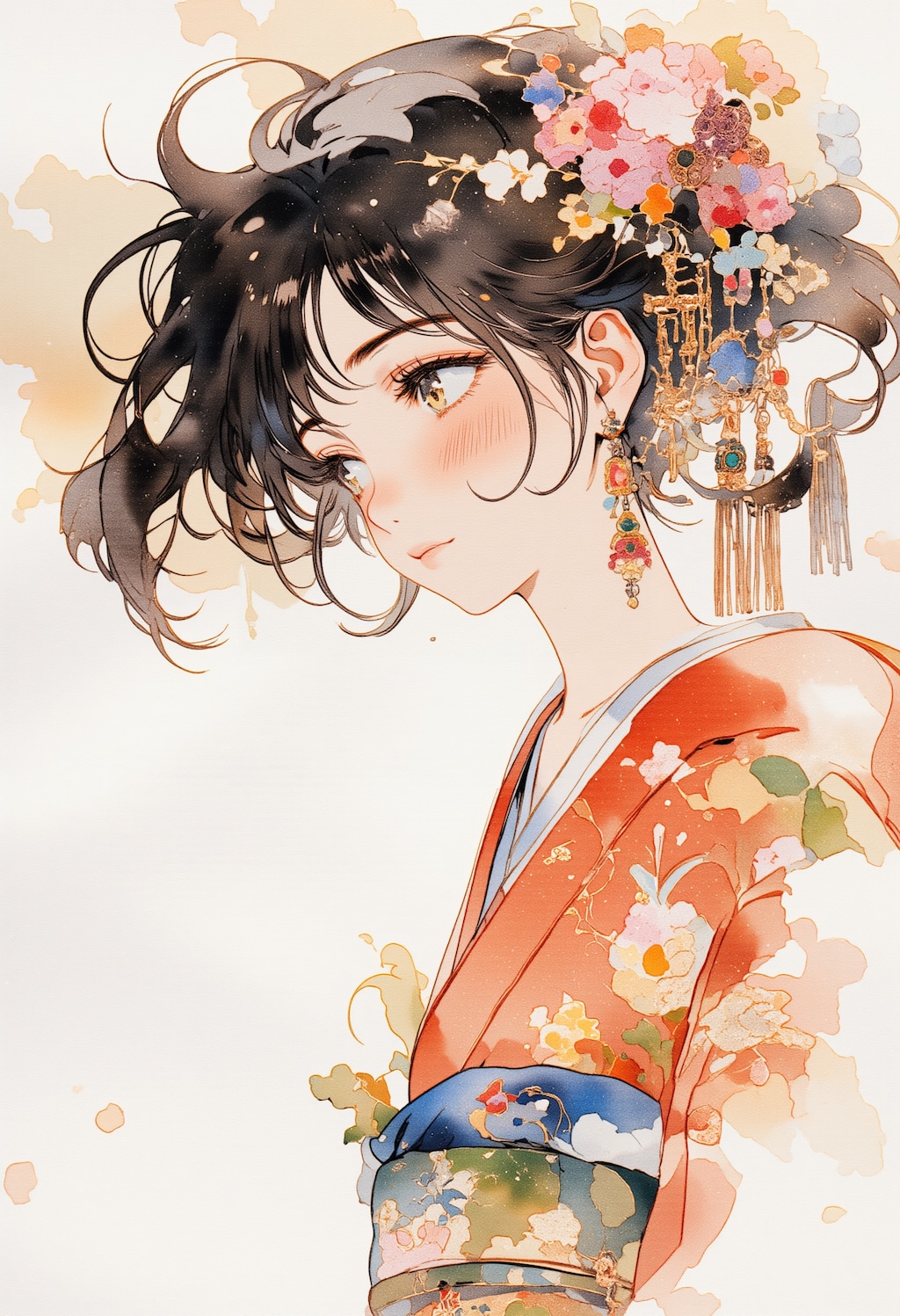 頬を赤くしている女性