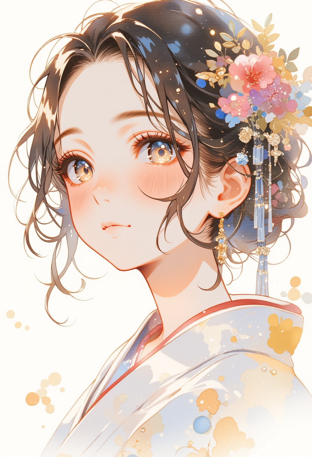 頬を赤くしている女性