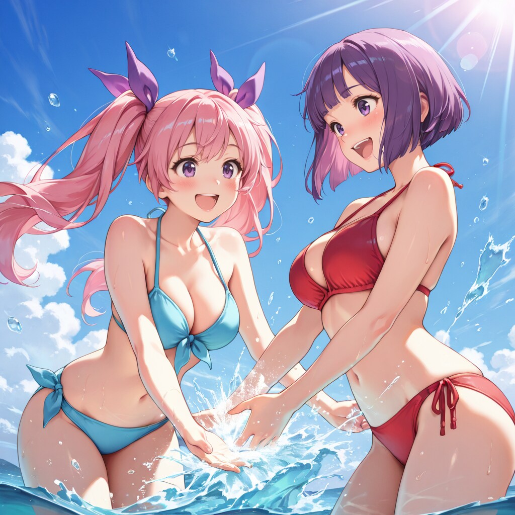 ひなちゃん、友達とビーチ