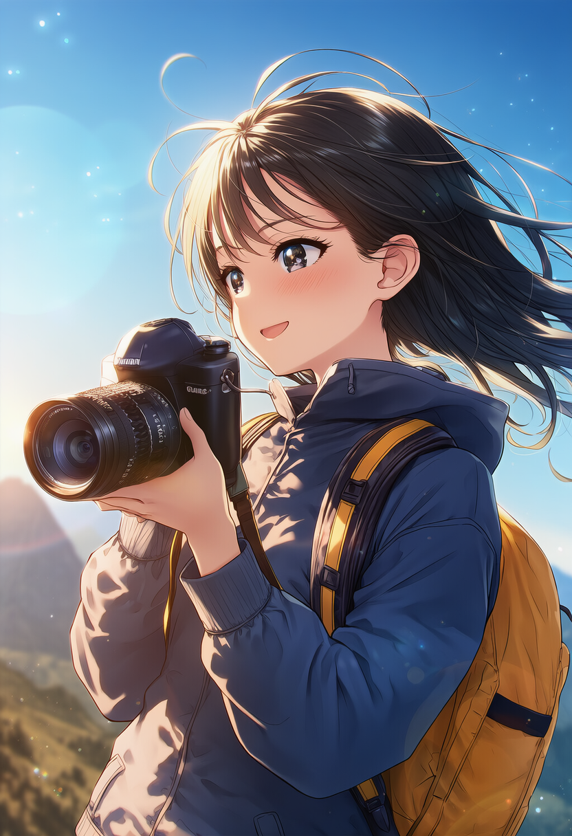 女子高生のソロキャンプ　写真撮影 | の人気AIイラスト・グラビア