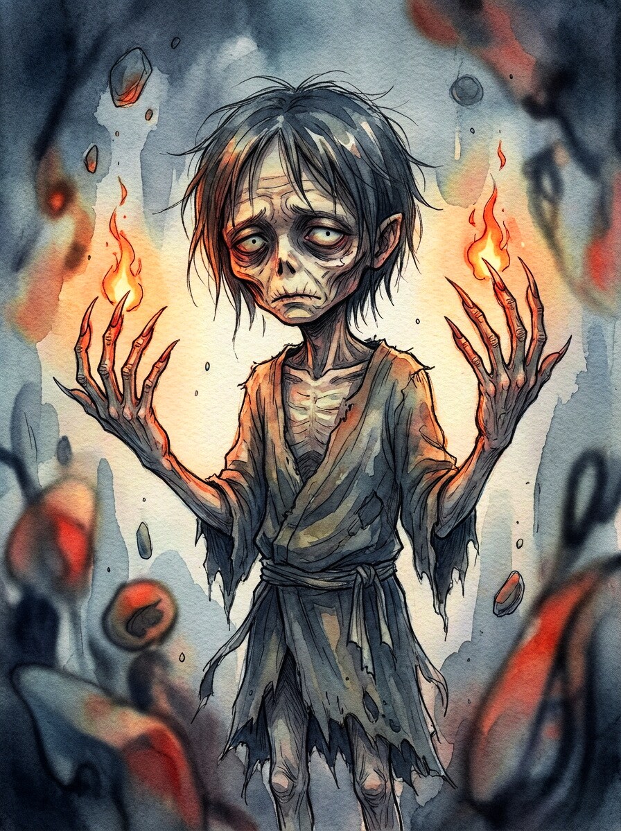 爪に火をともす