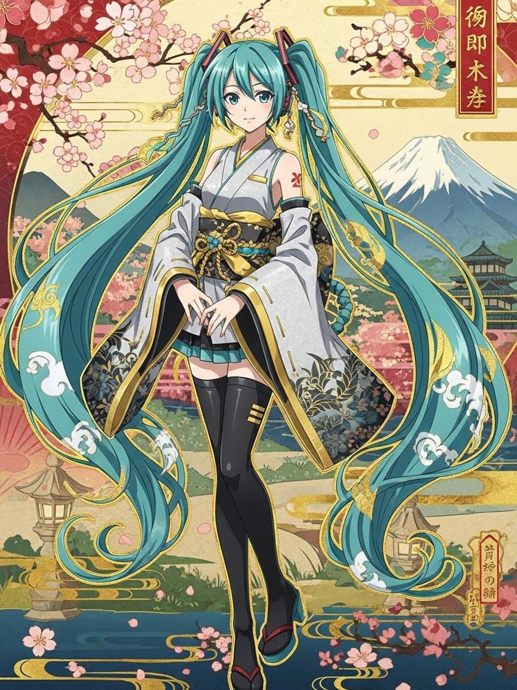 ミク浮世絵（２枚）