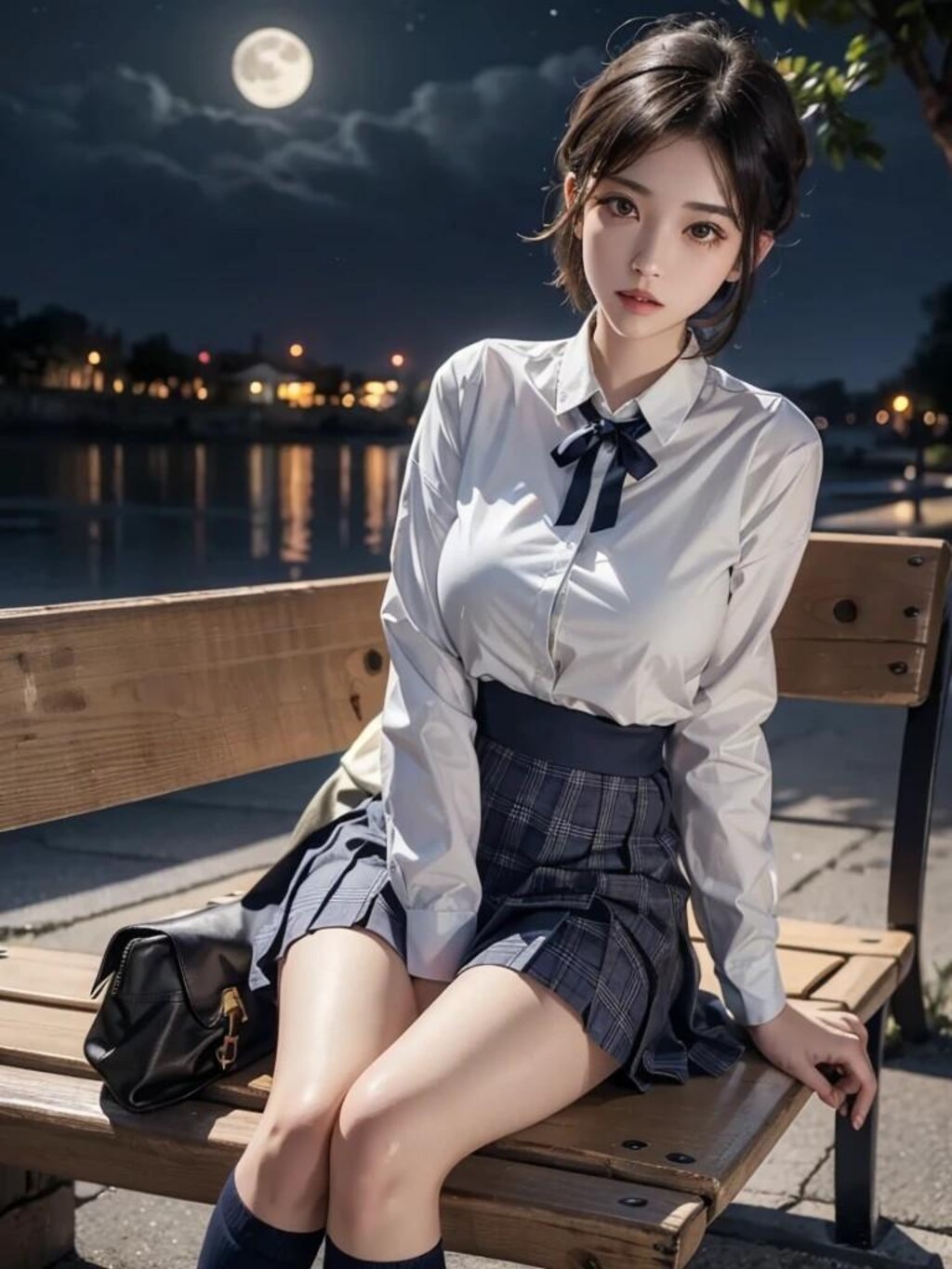夜の公園で見かけた女子高生