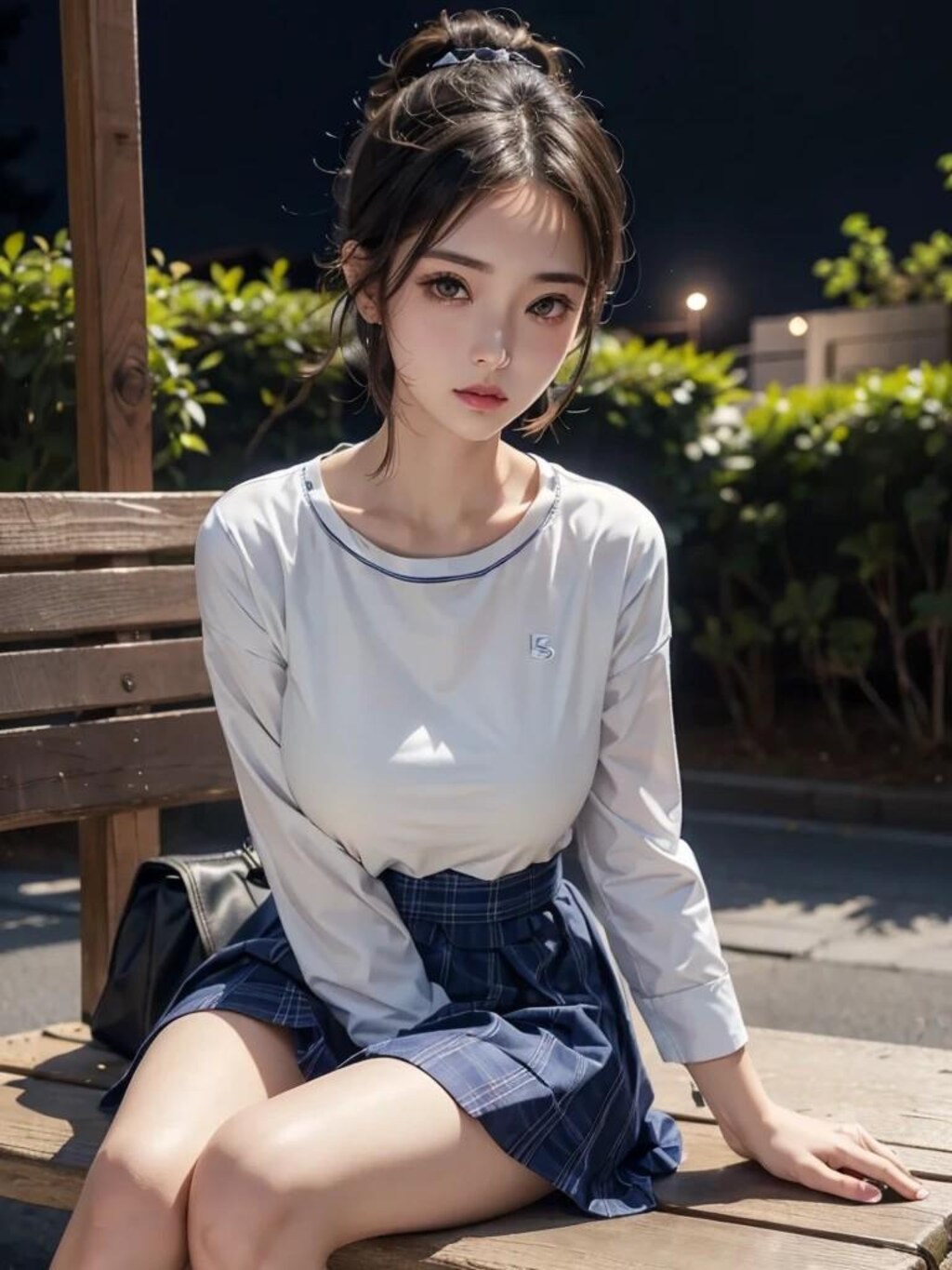 夜の公園で見かけた女子高生