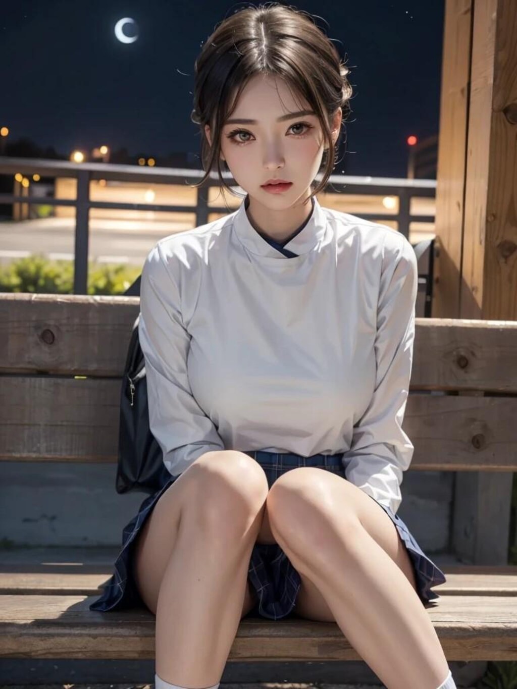 夜の公園で見かけた女子高生