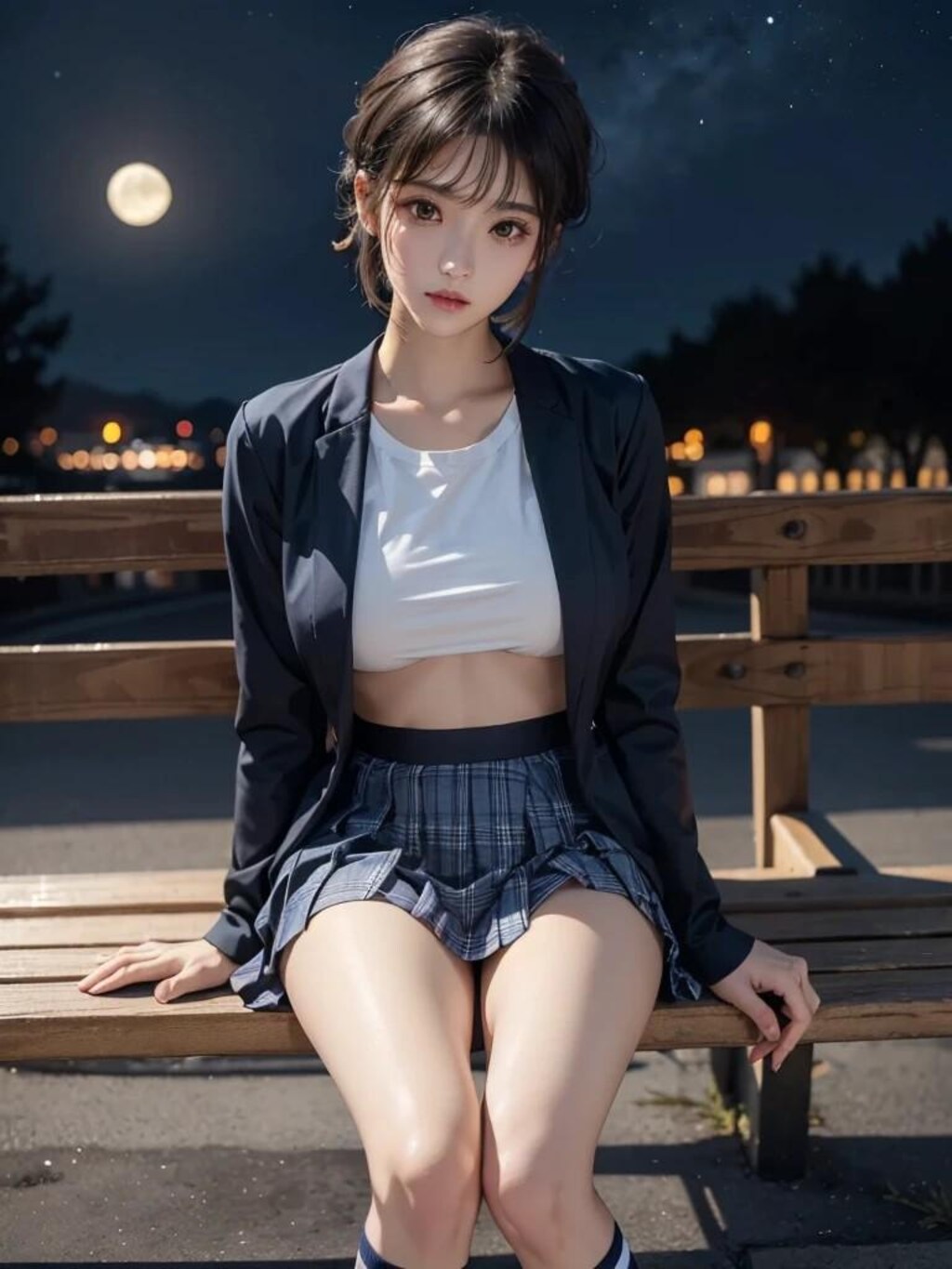夜の公園で見かけた女子高生