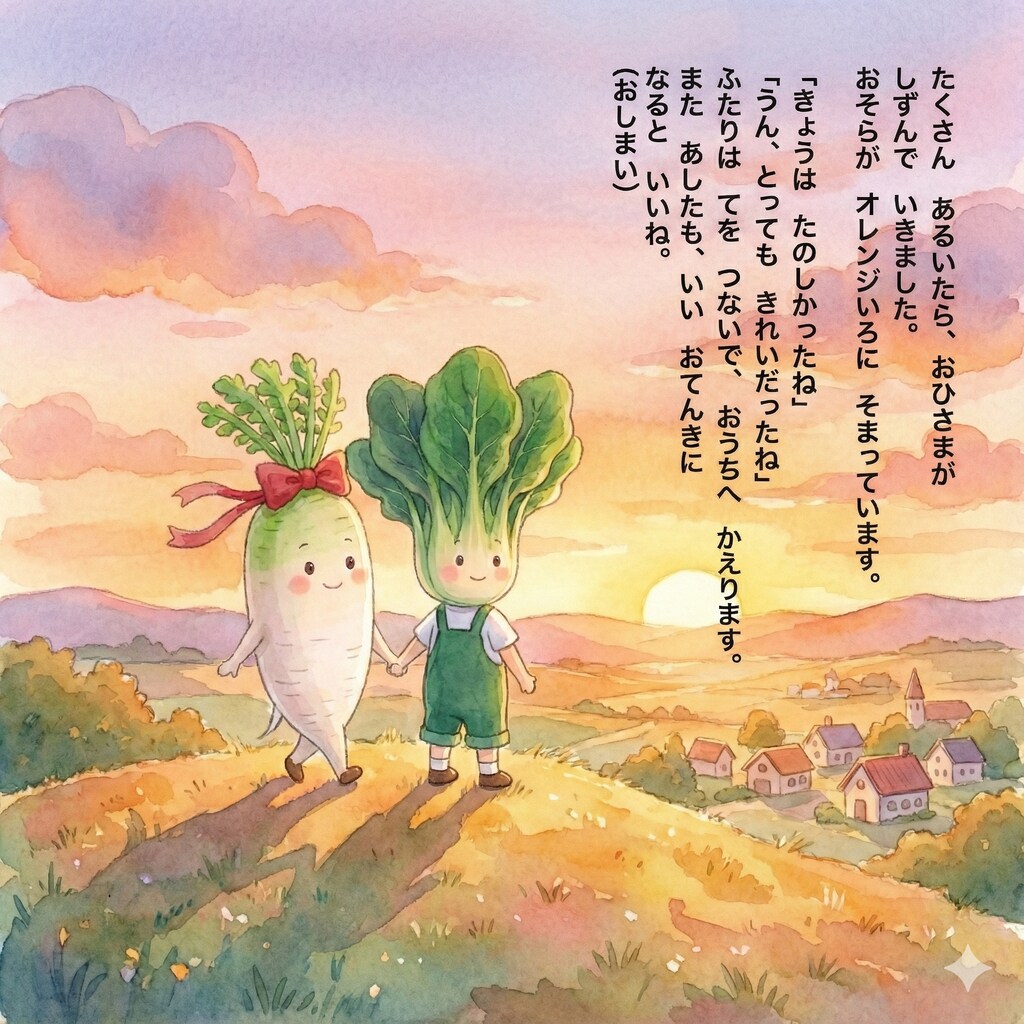 大根とほうれん草の のんびりおさんぽ