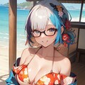 和柄ビキニのお姉さん👘👙 4枚目