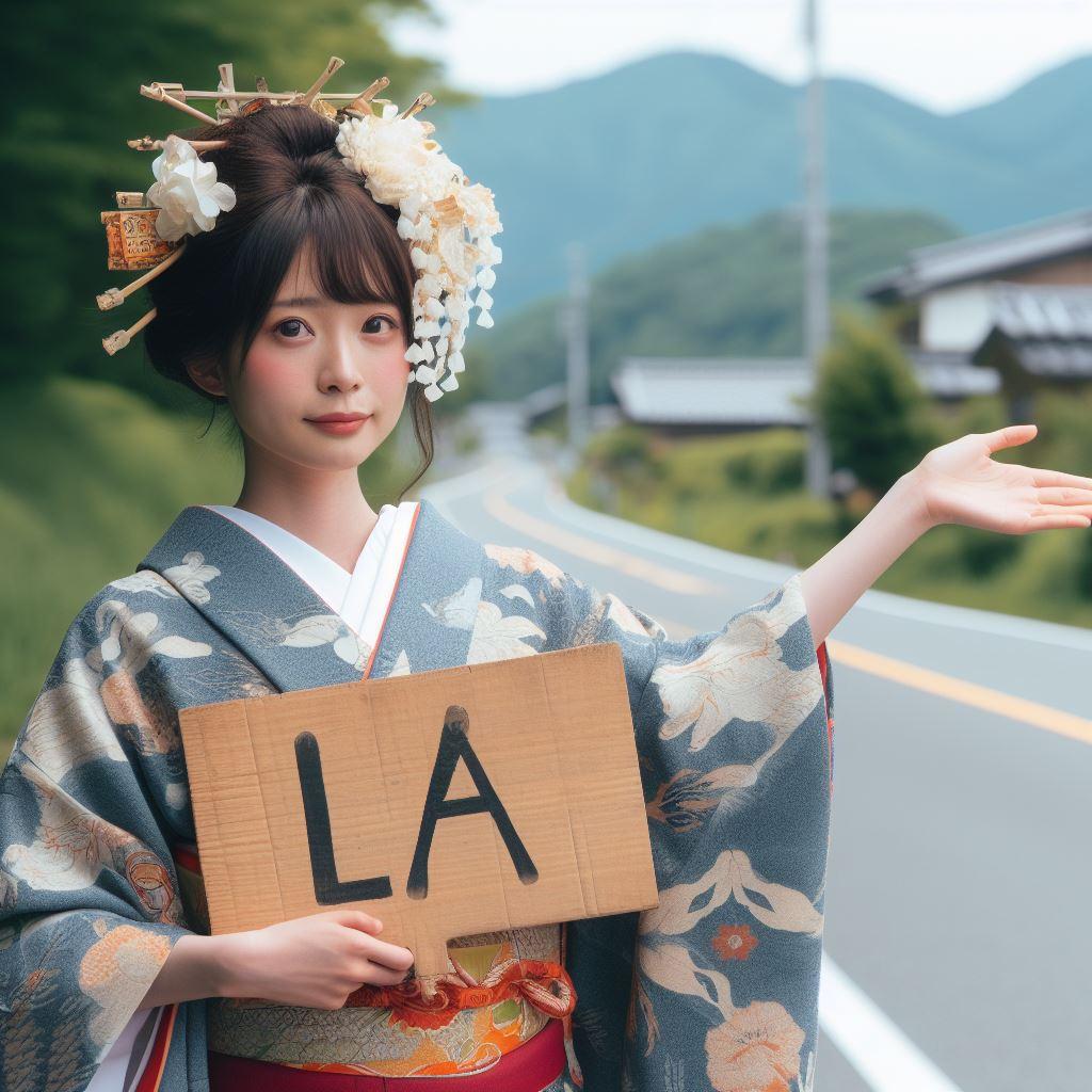 【謎画像】ヒッチハイクをする古風な女性