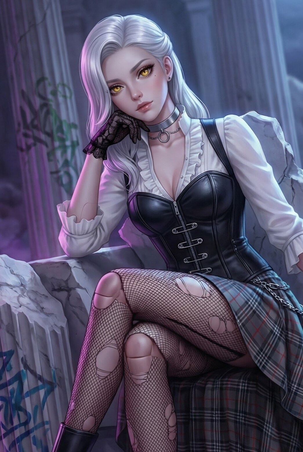 【ゴシックパンク】レナータ：廃墟の静寂 | の人気AIイラスト・グラビア