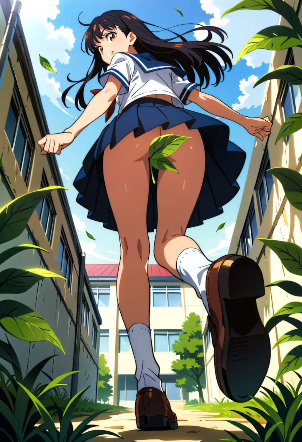 足の間からこんにちは