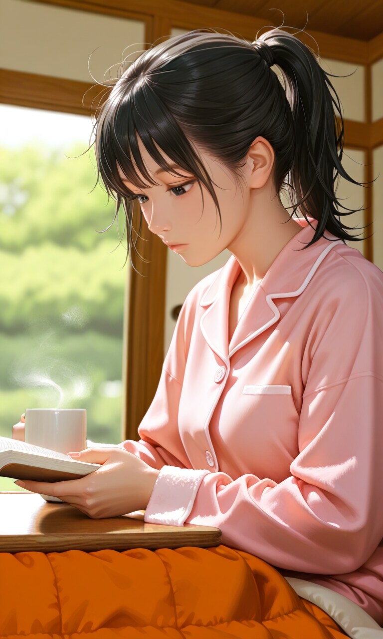 炬燵で読書をする女性 | の人気AIイラスト・グラビア