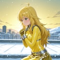 戦隊ヒロイン衣装で祈るミキミキ 2枚目