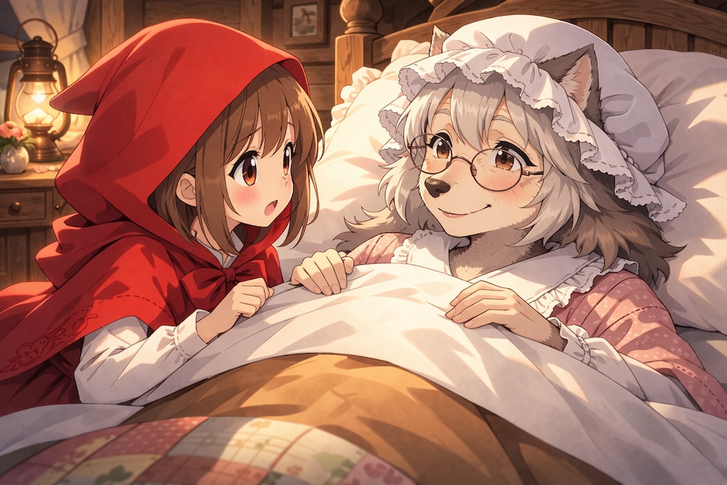 顔がおばあさんに激似の赤ずきん