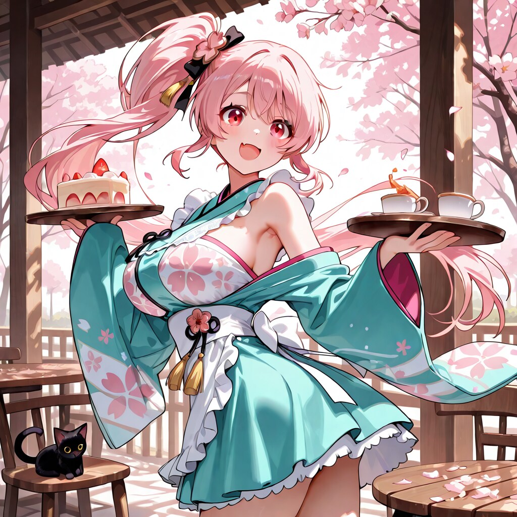 桜の和メイドさん