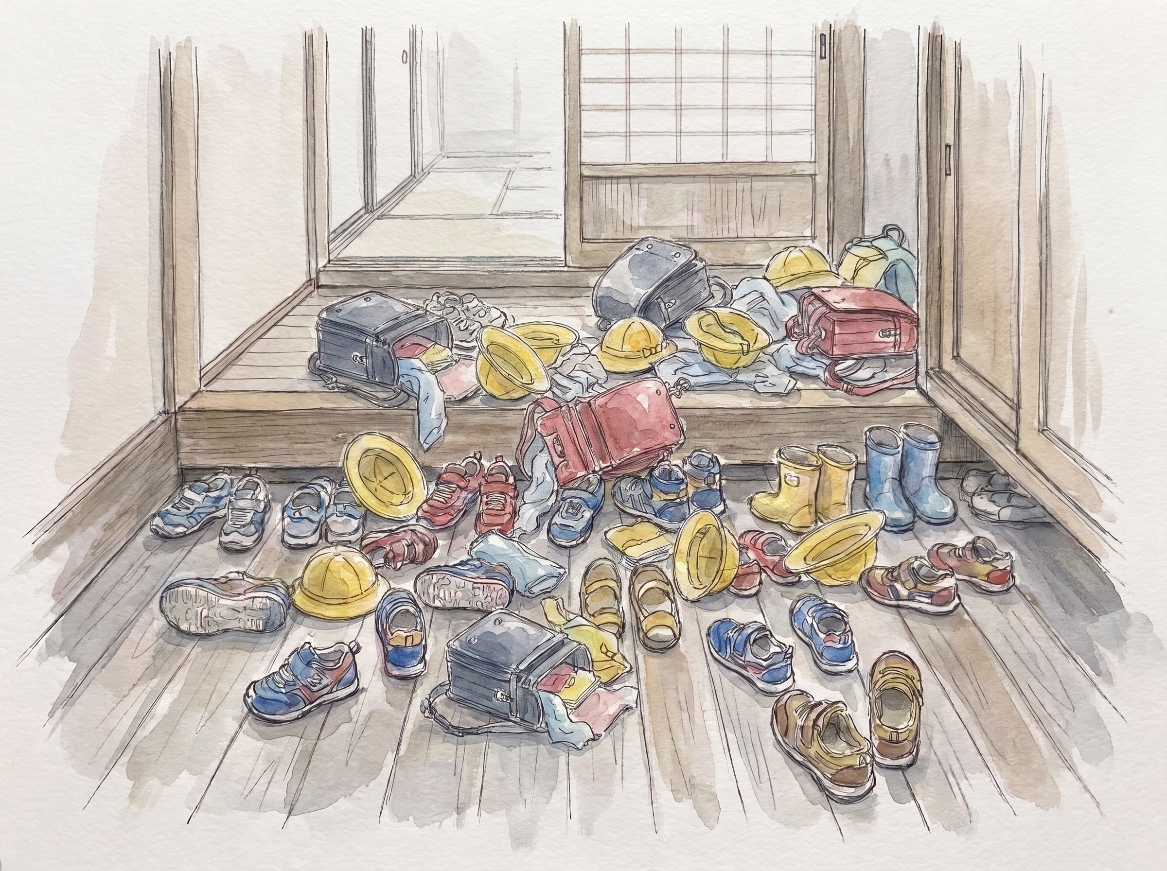 玄関の惨状