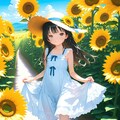 ひまわり畑と少女 2枚目