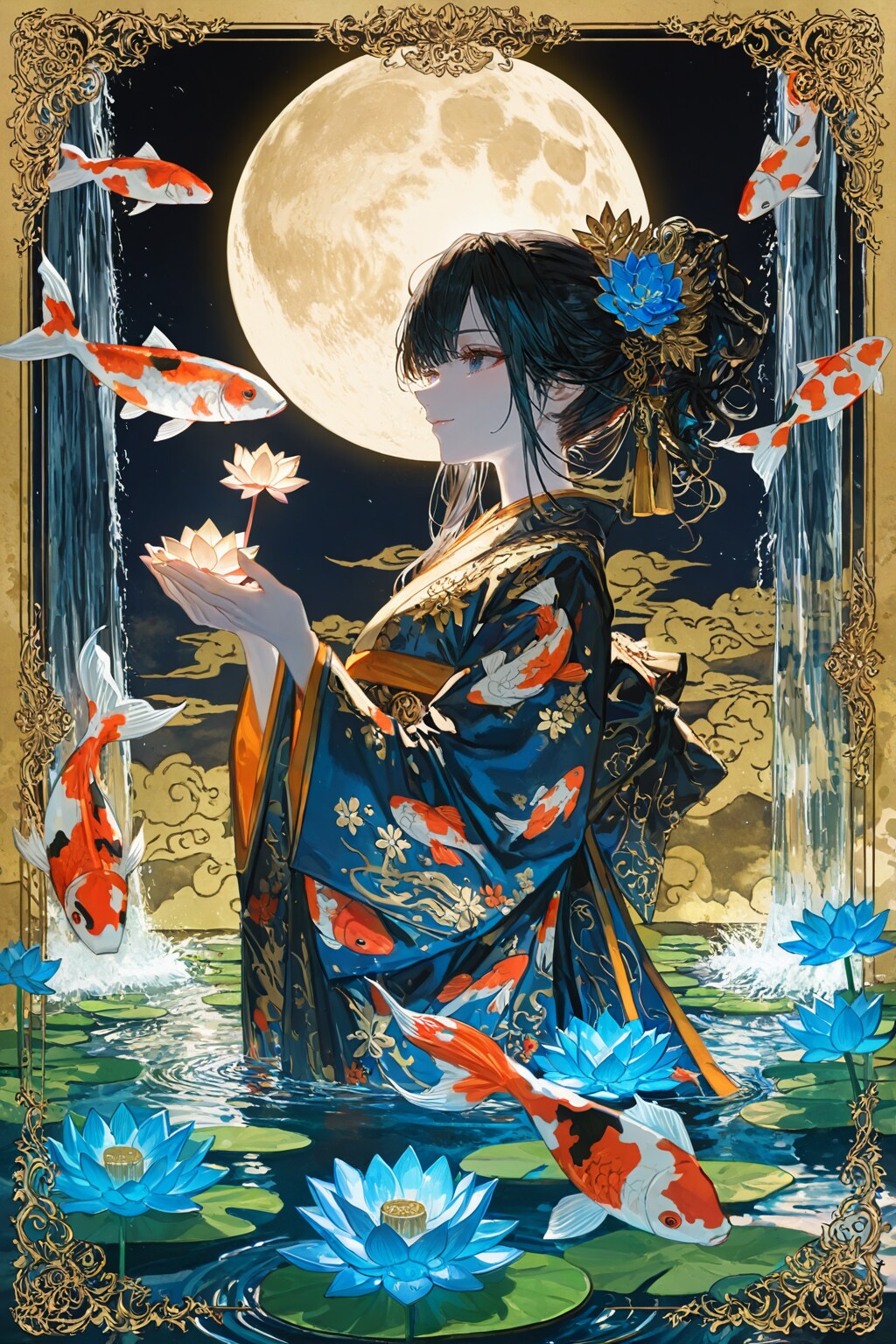 月と鯉 | の人気AIイラスト・グラビア