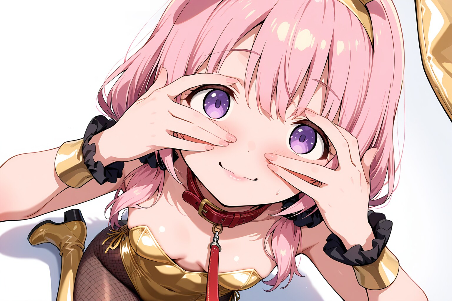 ゆるふわ桃髪少女36『指の間から覗き込み』