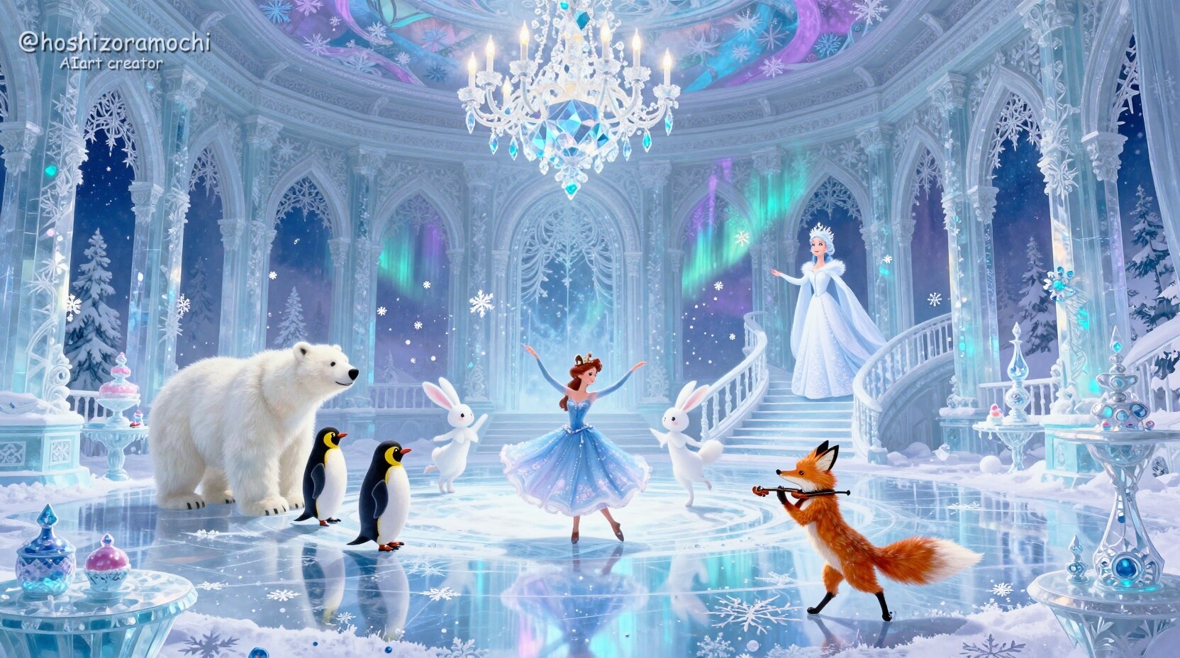 氷のお城で開かれる冬の舞踏会❄️ | の人気AIイラスト・グラビア
