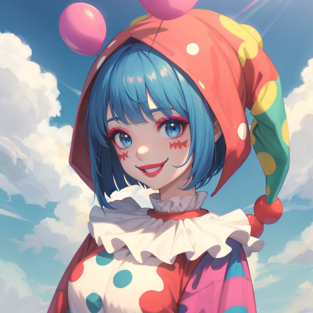 寒の明ピエロ姿であい笑う　弾