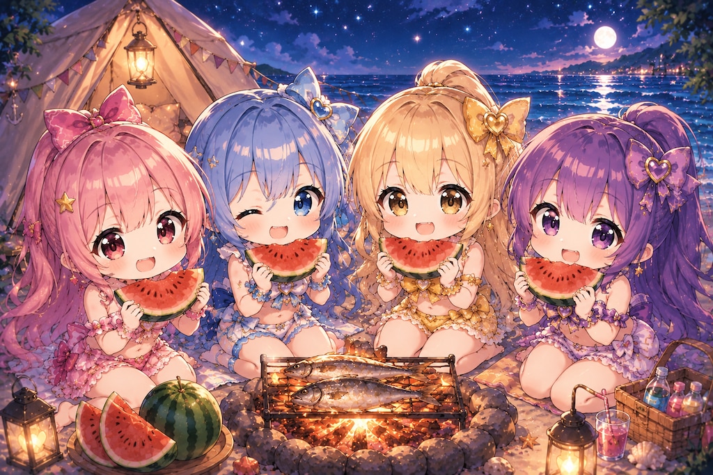 【#アウトドア】魔法少女が海でキャンプ３