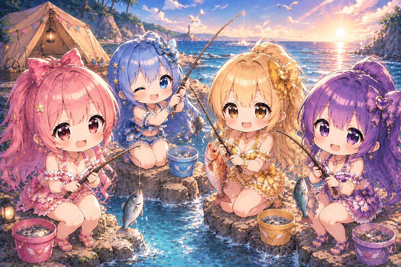 【#アウトドア】魔法少女が海でキャンプ３