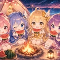 【#アウトドア】魔法少女が海でキャンプ３ 3枚目