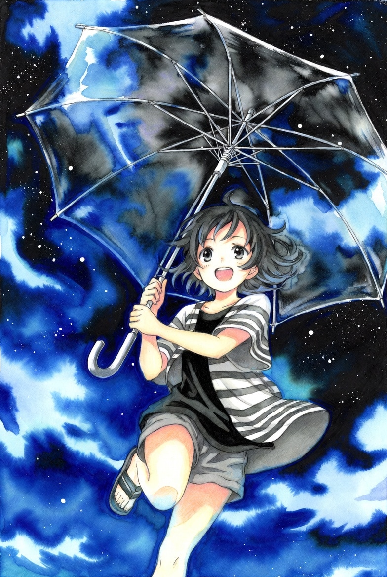 傘の柄は夜空