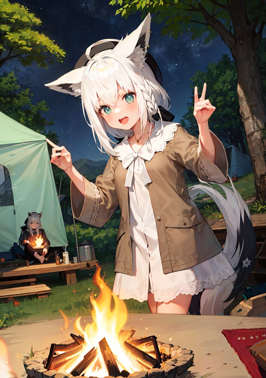 グランピングを楽しむフブちゃん