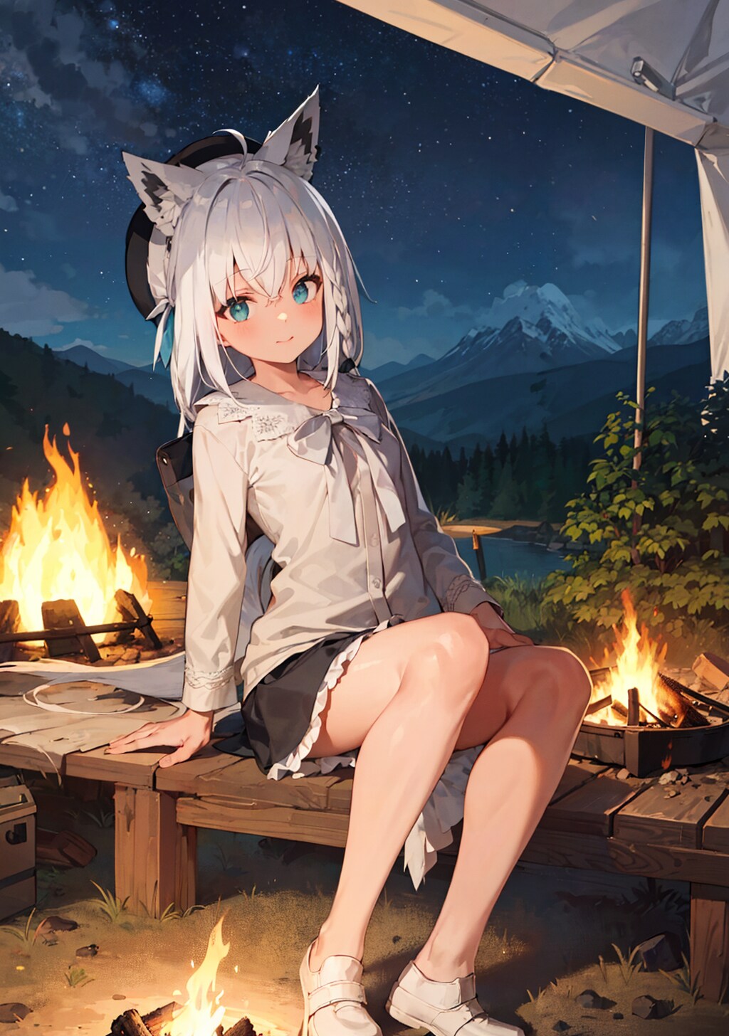 グランピングを楽しむフブちゃん