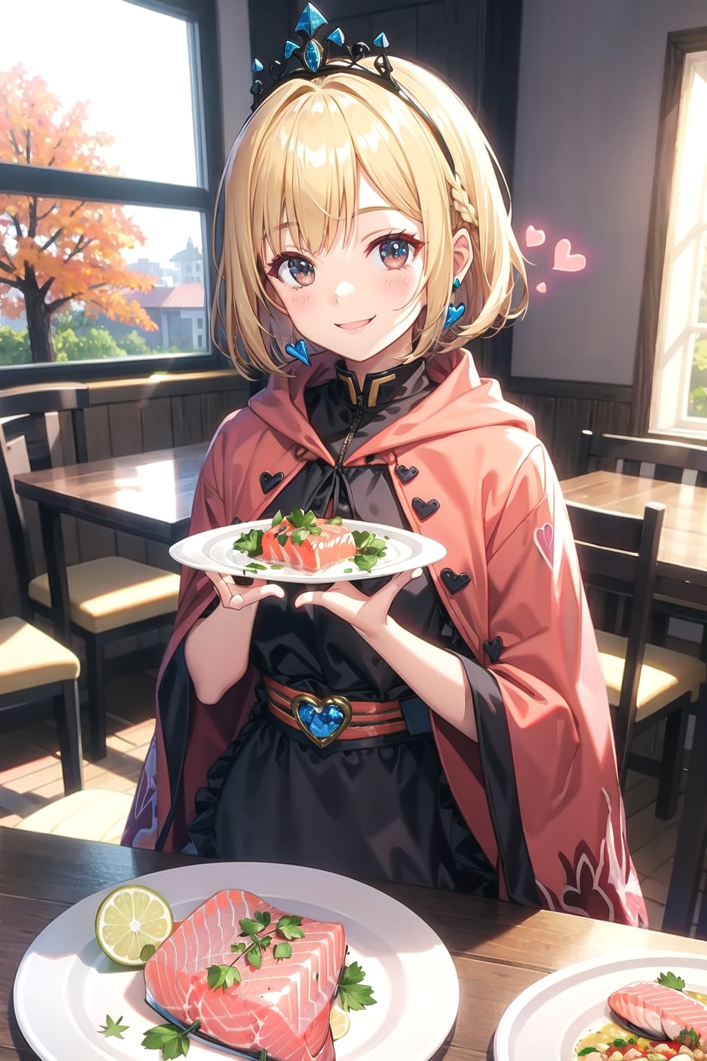 サーモン料理と姫様