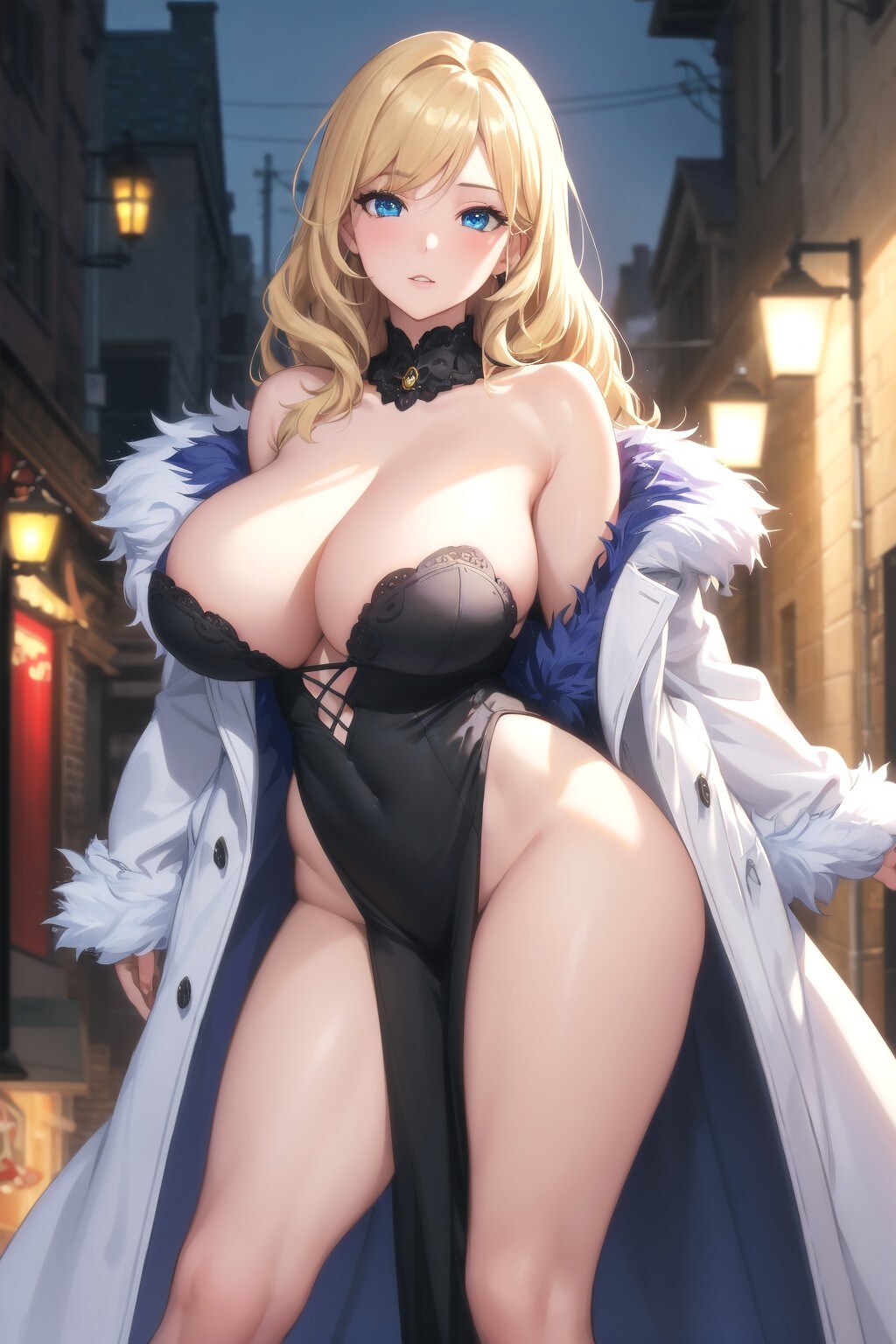 コート姿の金髪お姉さん