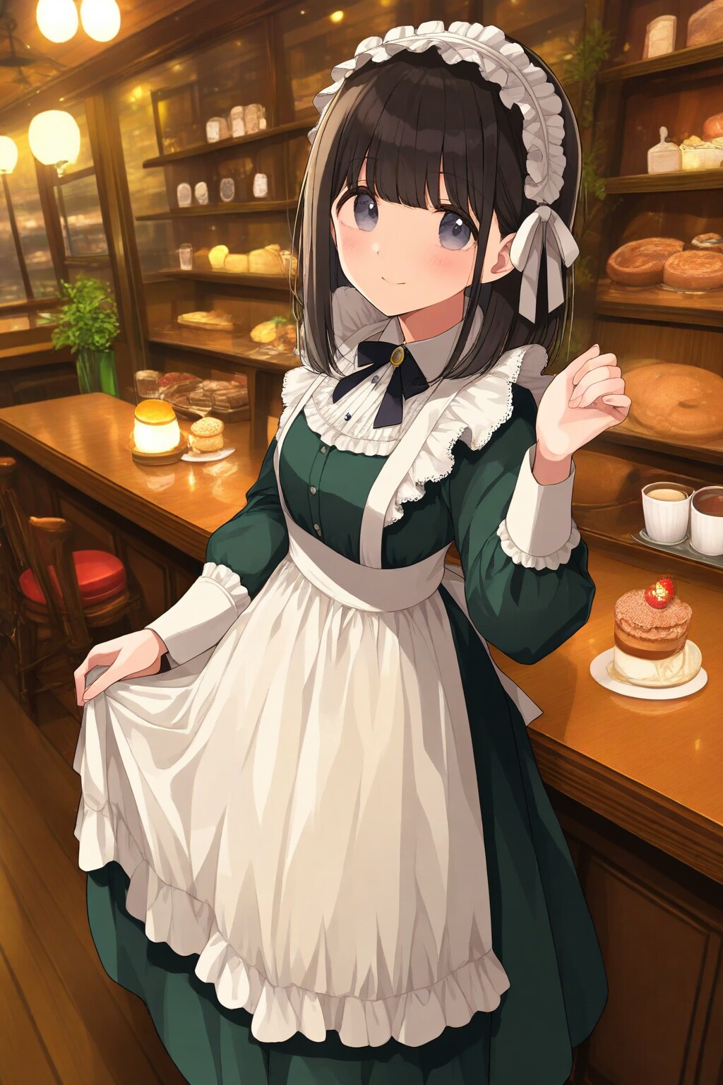 夜のカフェ、魔法のエプロン