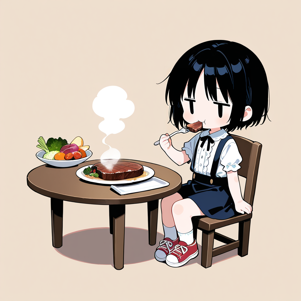 ステーキを食べる