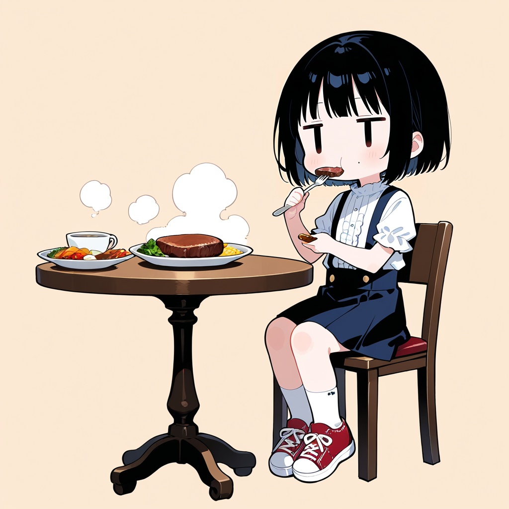 ステーキを食べる