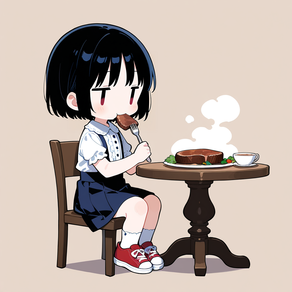 ステーキを食べる