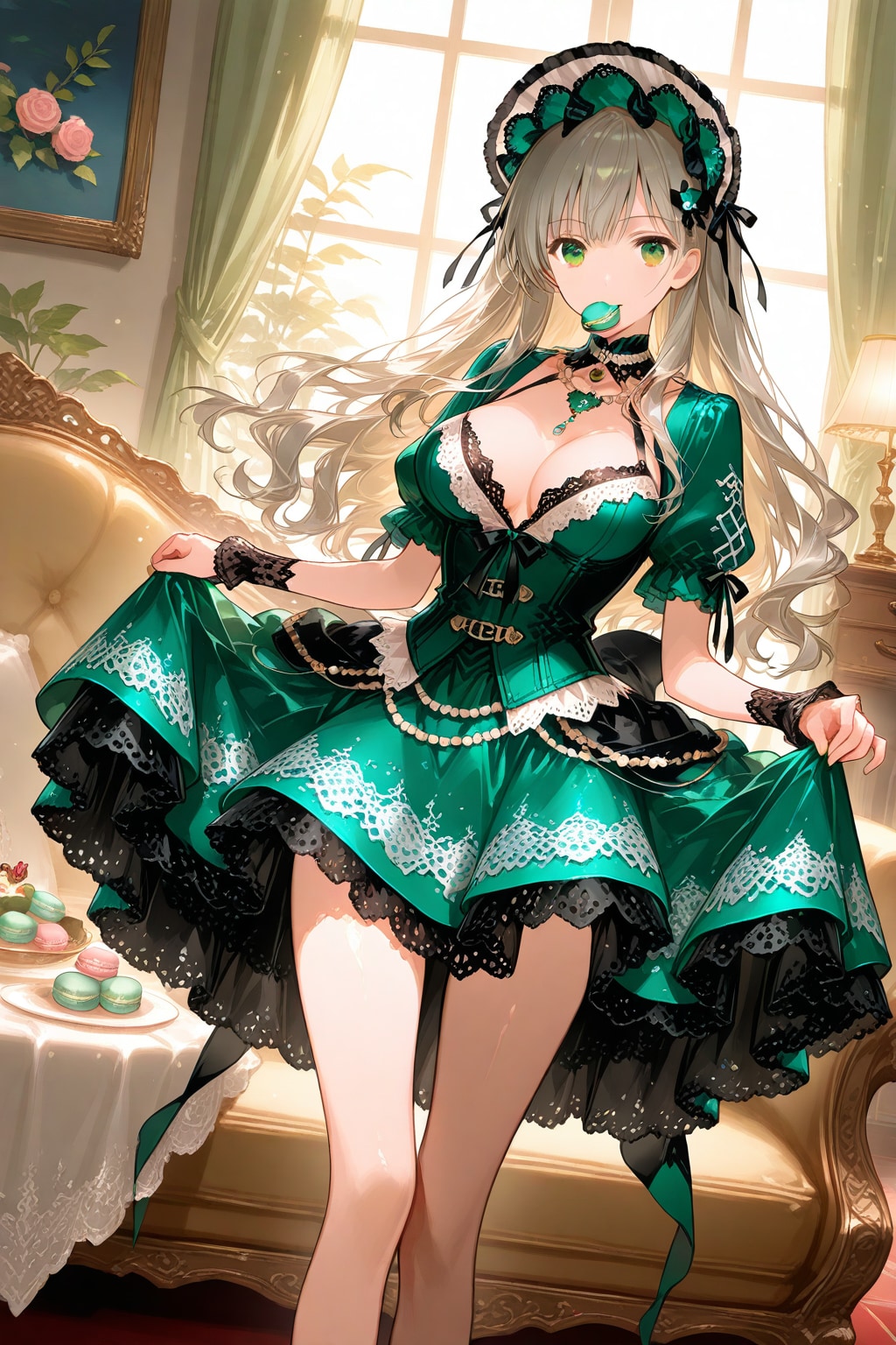 マカロンを咥えた美少女　－その１－ | の人気AIイラスト・グラビア