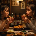 イカリングを食べる女性 3枚目