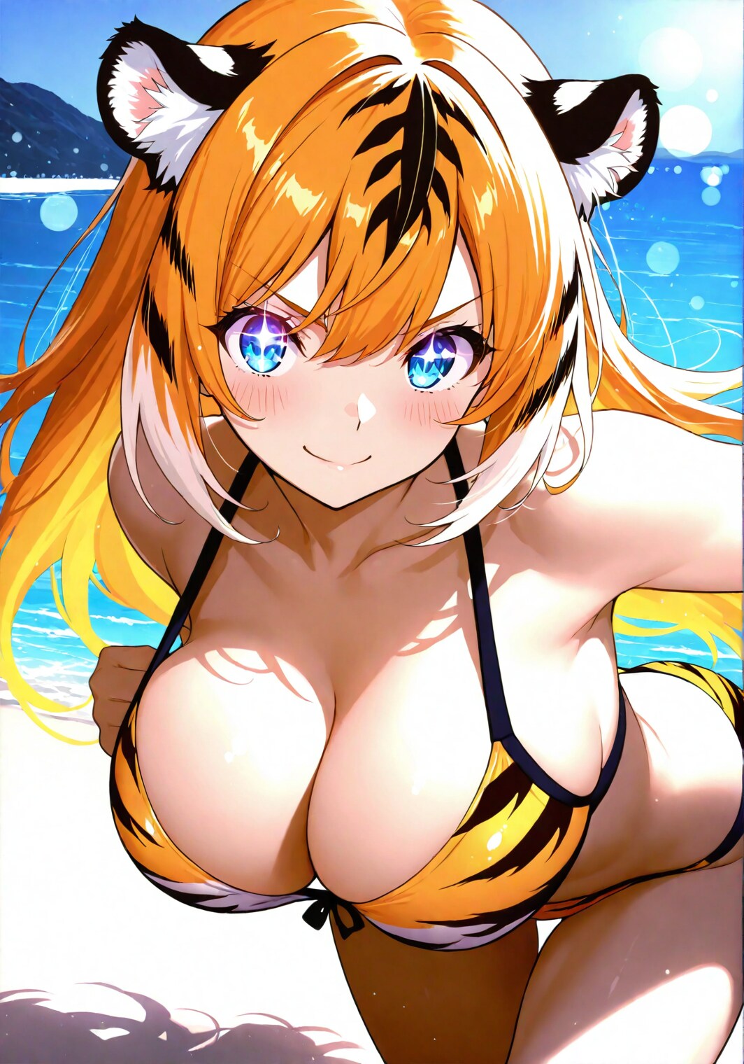 虎の獣人のビキニ姿