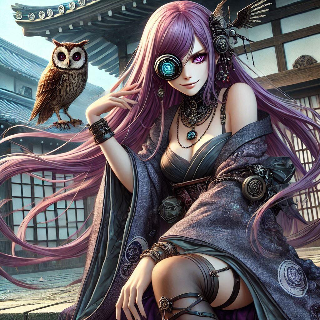 フクロウを連れた謎の美女