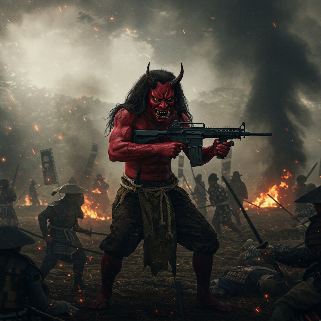 鬼に自動小銃