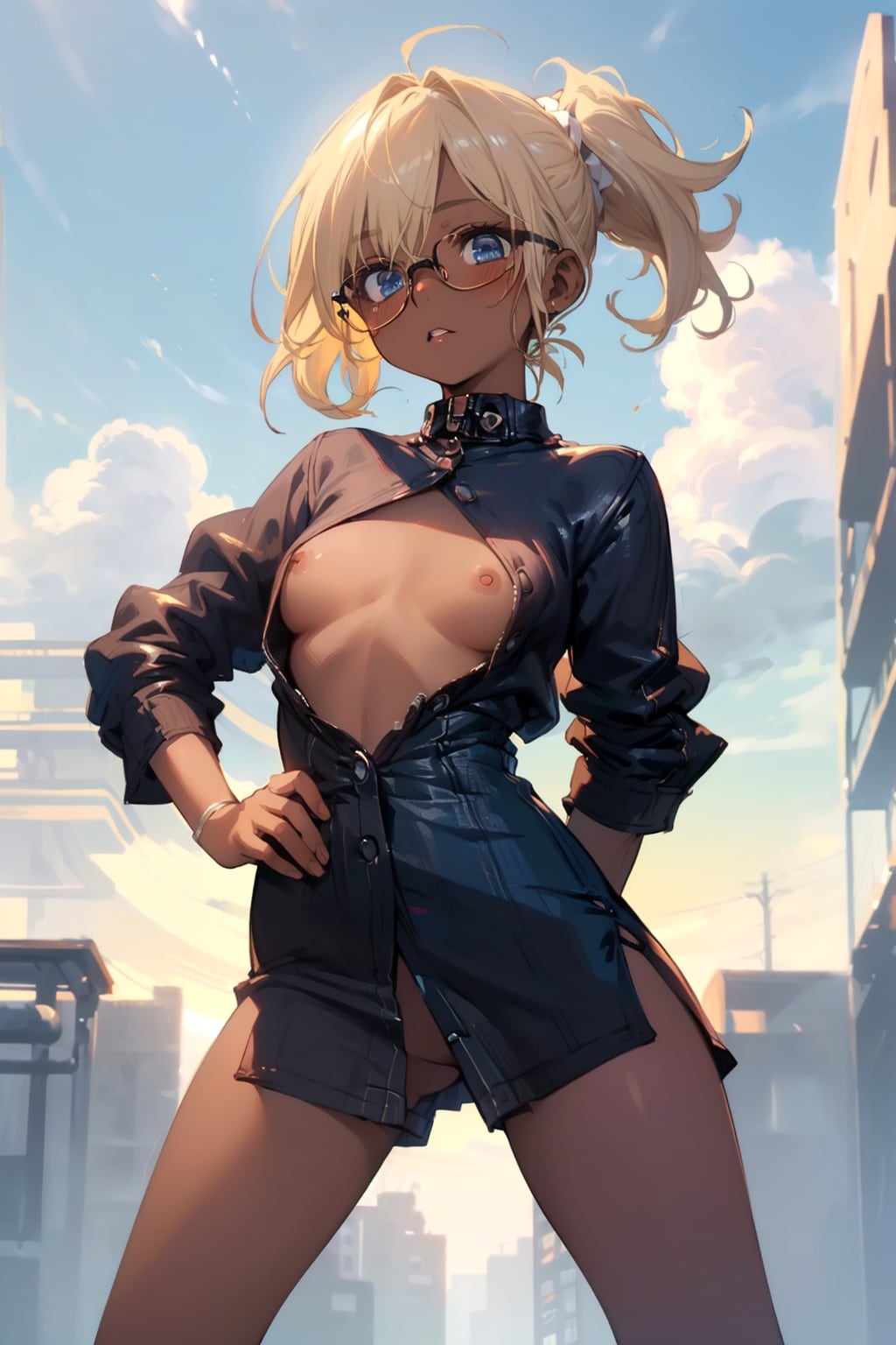 半裸の眼鏡っ娘