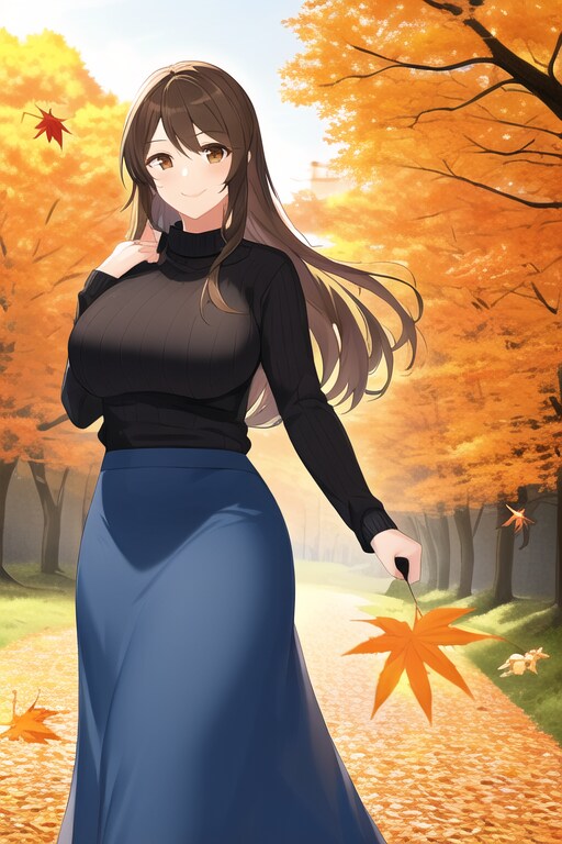 秋空ロングスカート
