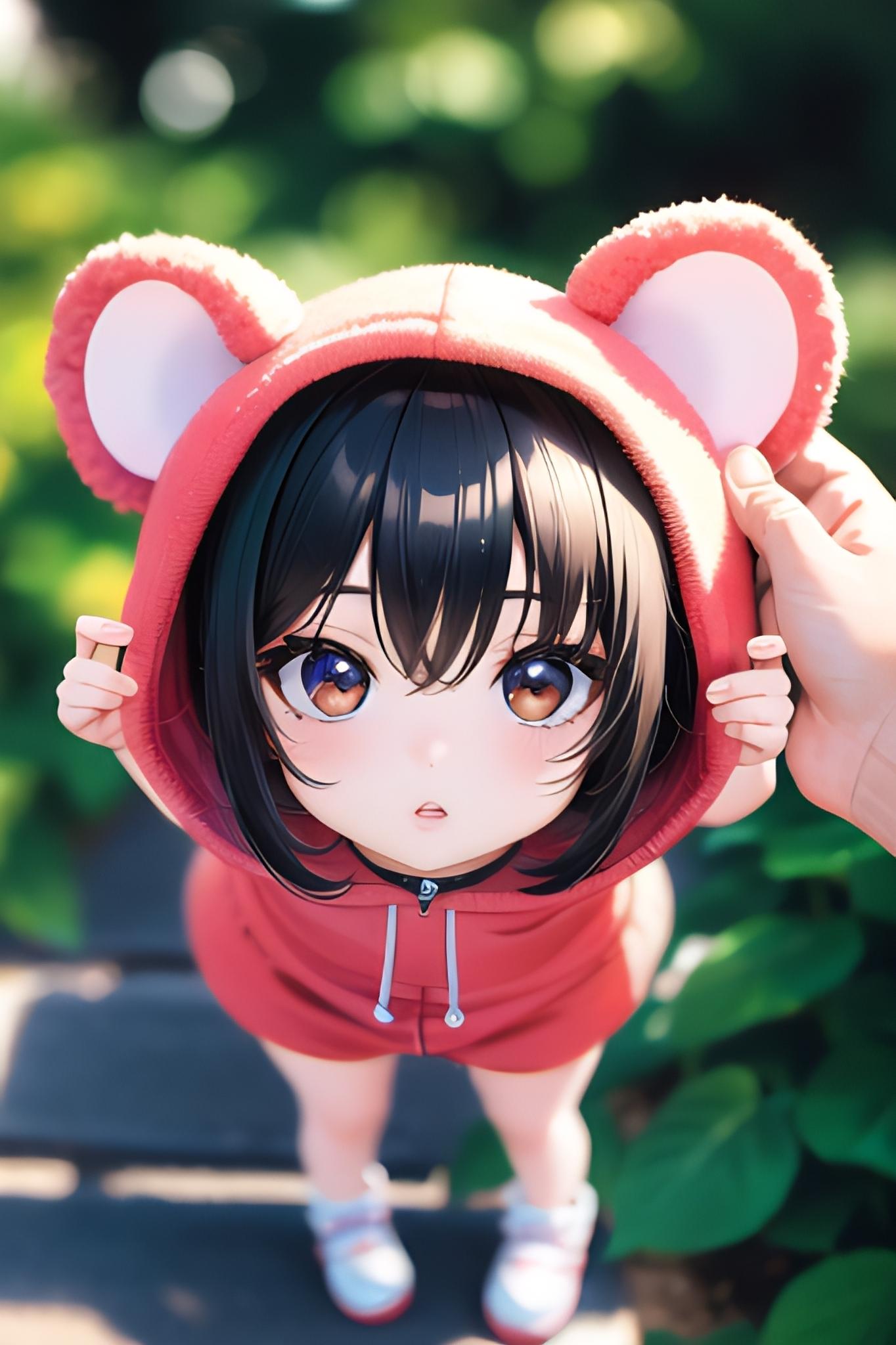 鼠耳パーカーっ子